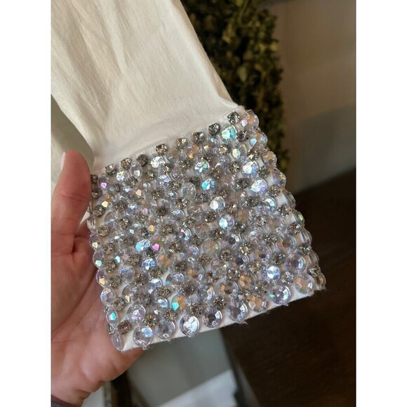 Retrofete Katie Rhinestone Cuff Button Up Shirt White Silver Womens Size XS - Picture 11 of 13